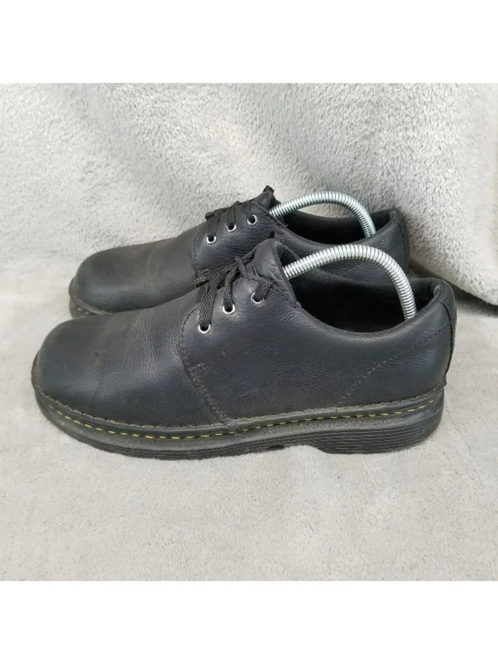 Dr. Martens Shoes Mens Size 8 Black Leather Hazeldon Soft Wair Derby *Read*
